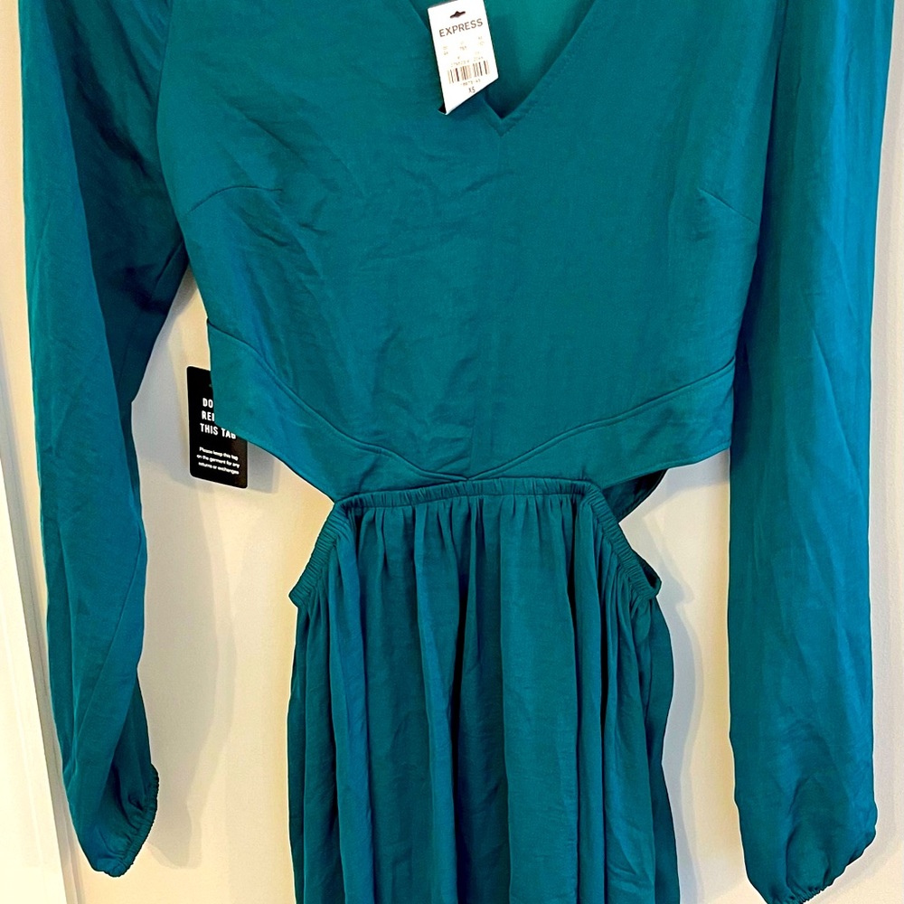 Express Emerald green hi-lo cutout dress size XS